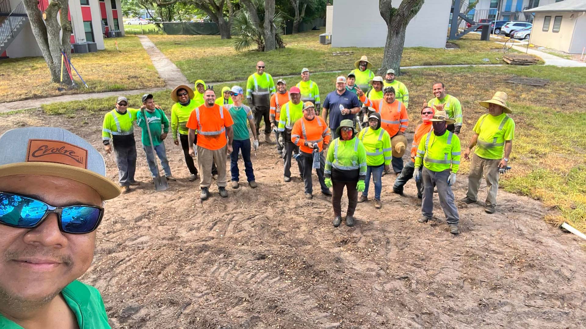 Evolve Contracting crew at a jobsite for sod installation.